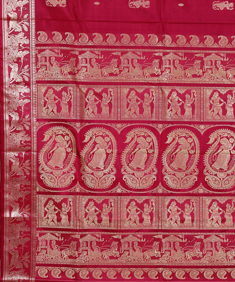 Pink handwoven silk baluchari saree