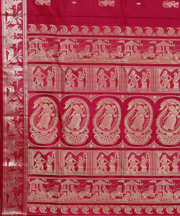 Pink handwoven silk baluchari saree