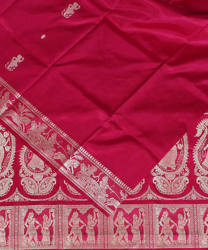 Pink handwoven silk baluchari saree