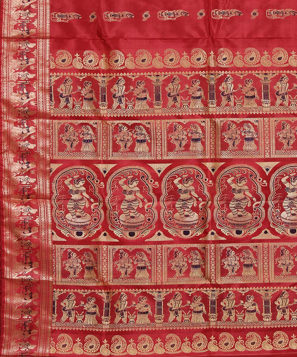 Pink double shaded handloom silk baluchari saree