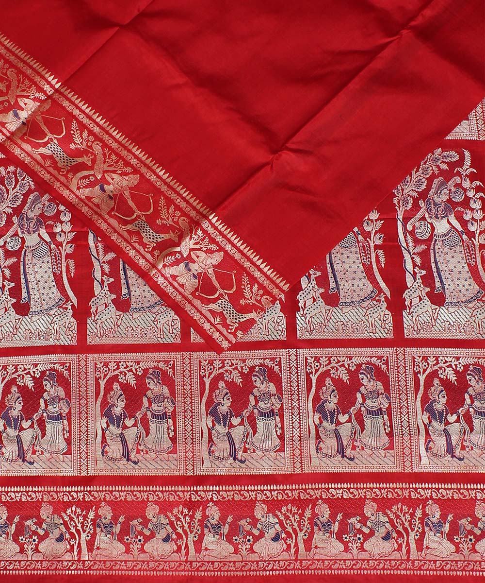 Red handloom silk baluchari saree
