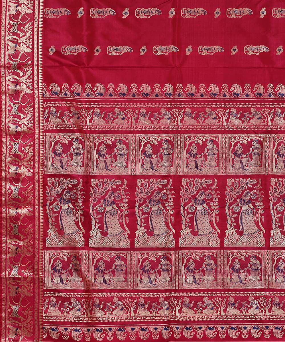 Pink handloom silk baluchari saree