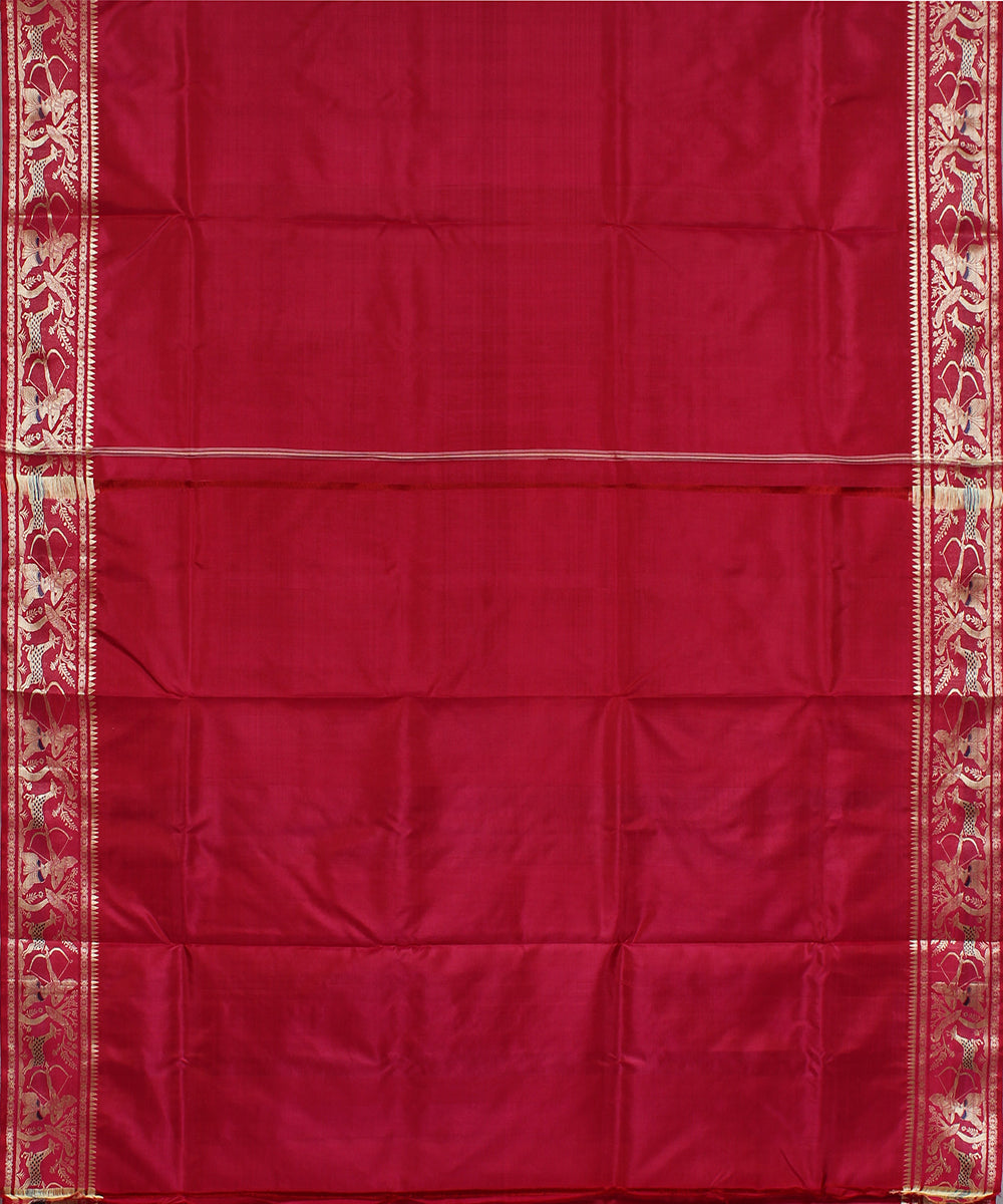 Pink handloom silk baluchari saree