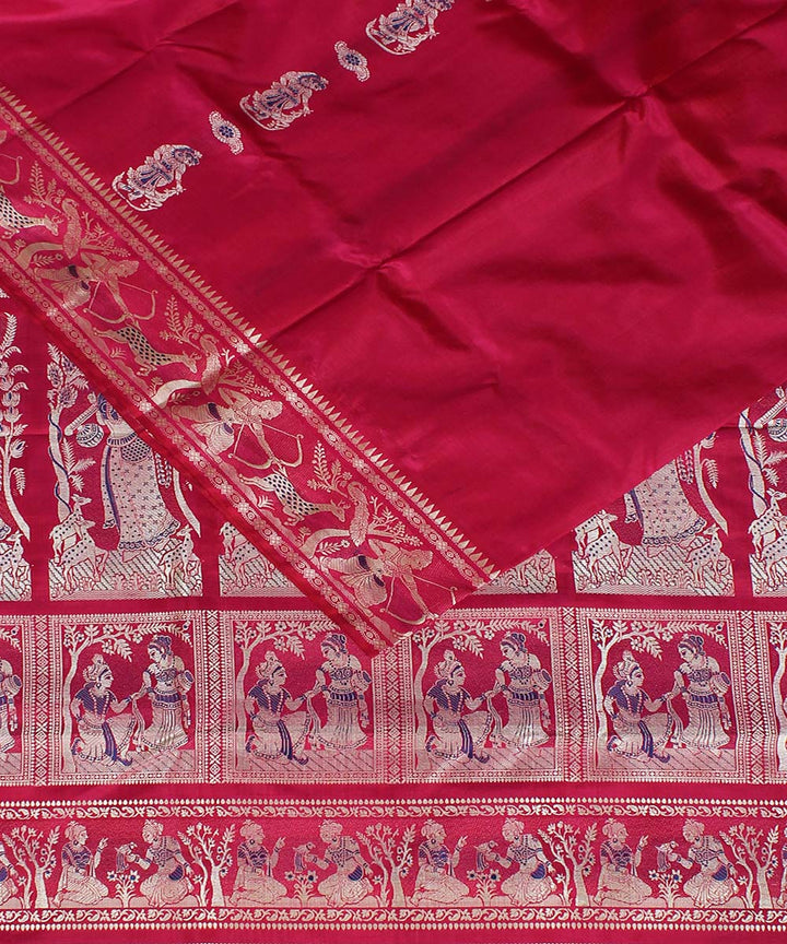 Pink handloom silk baluchari saree