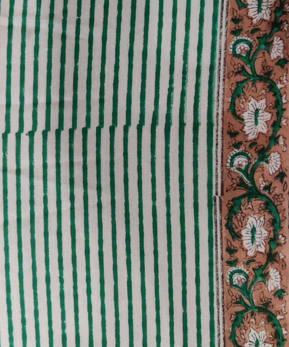 3pc Beige blue handblock print cotton bagru dress material