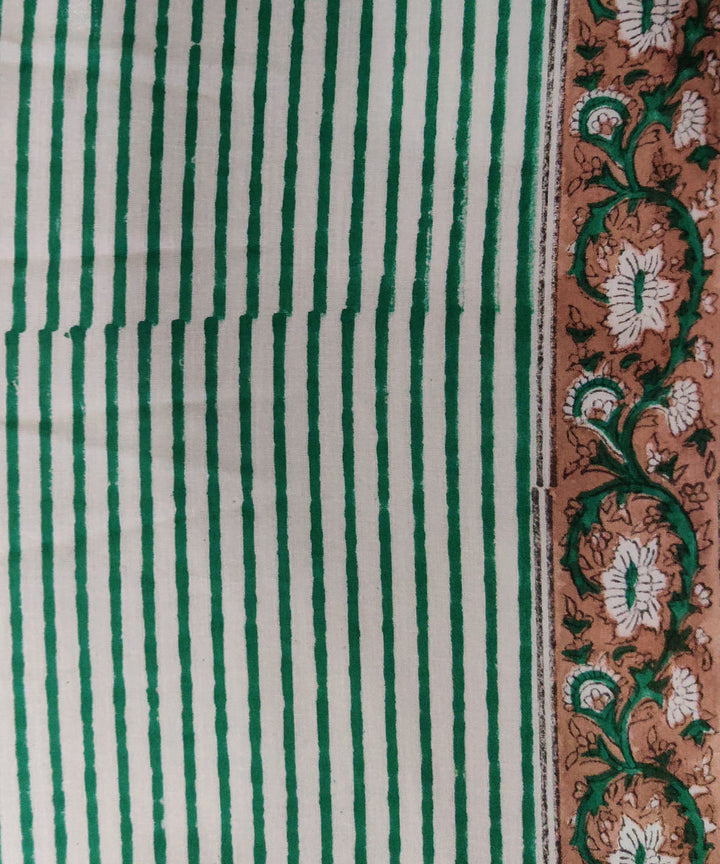 3pc Beige blue handblock print cotton bagru dress material
