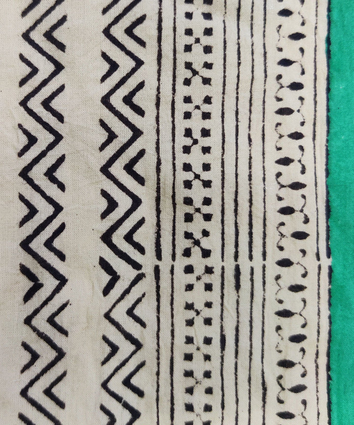 3pc Dark green beige handblock print cotton bagru dress material