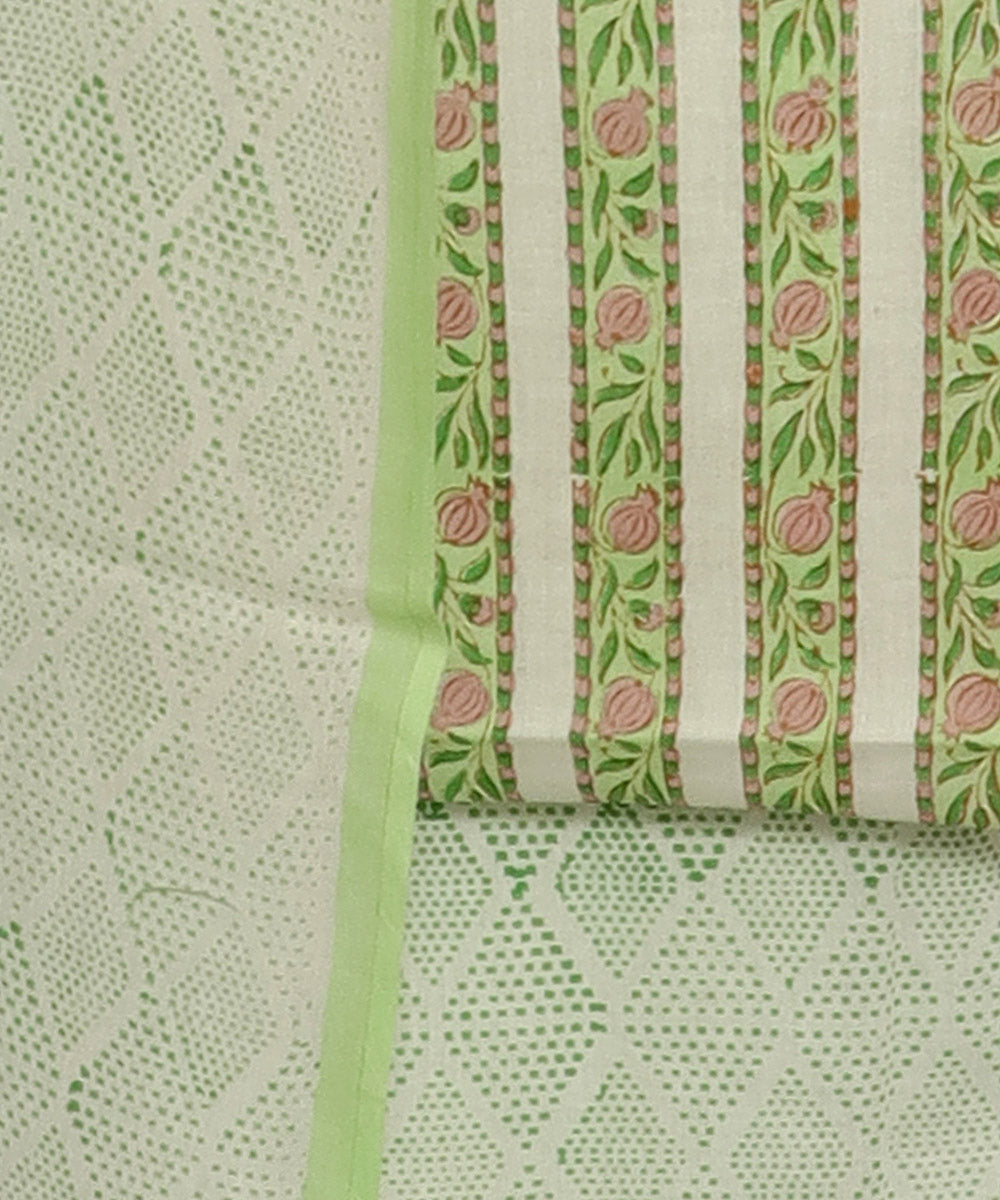3pc Green multicolor handblock print cotton bagru dress material