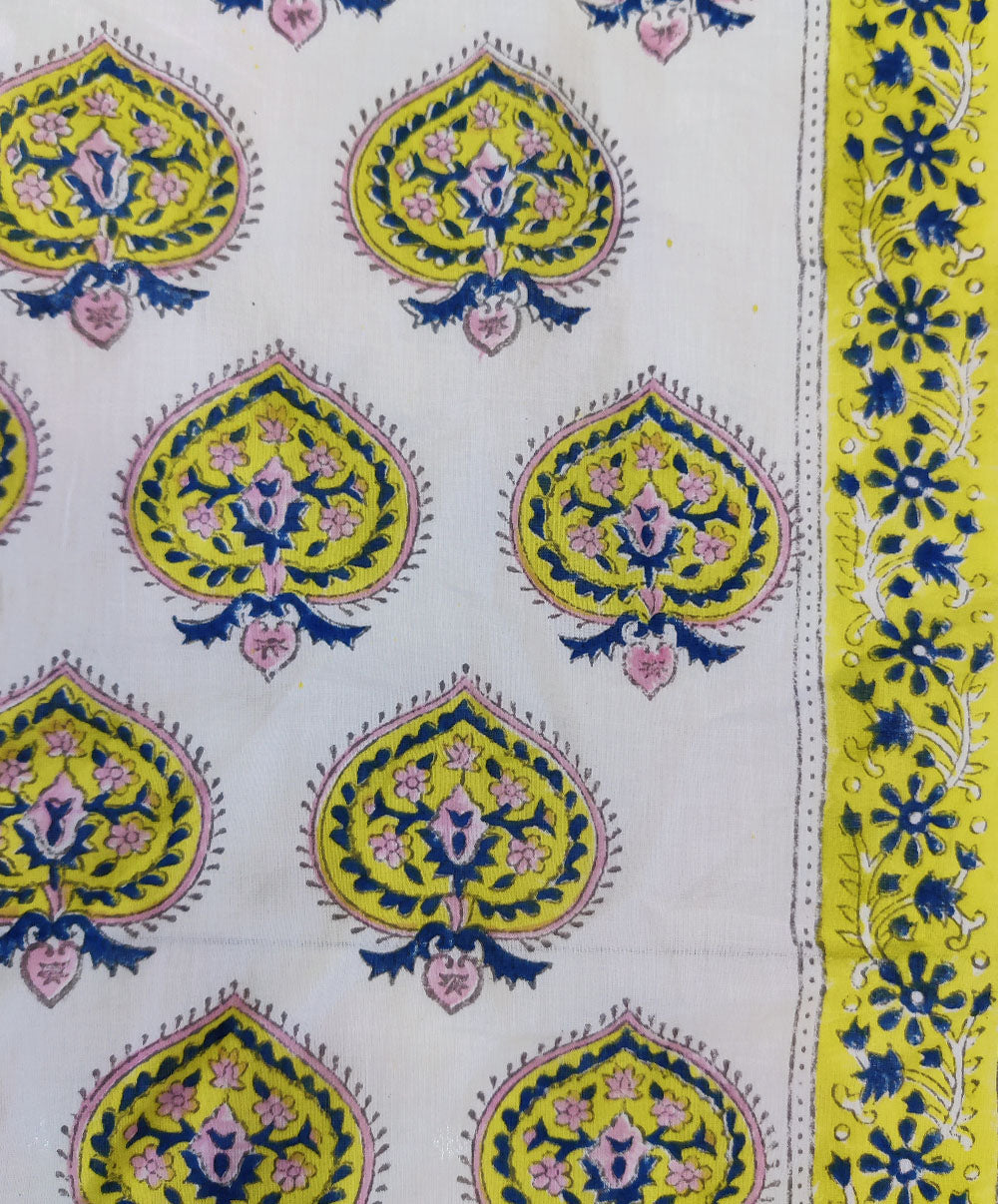 3pc Cream multicolor handblock print cotton bagru dress material