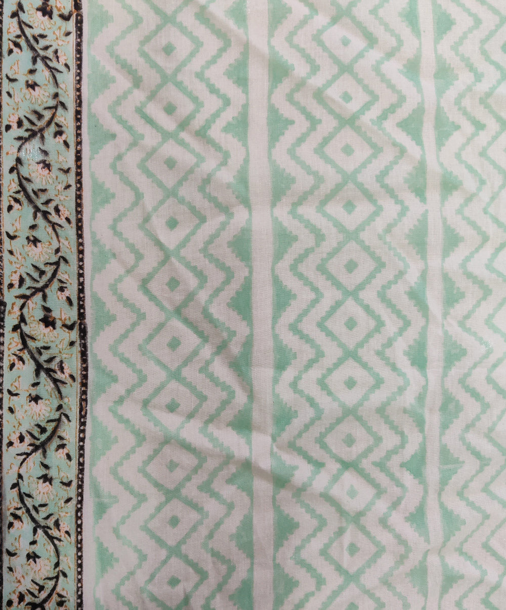 3pc White multicolour handblock print cotton bagru dress material