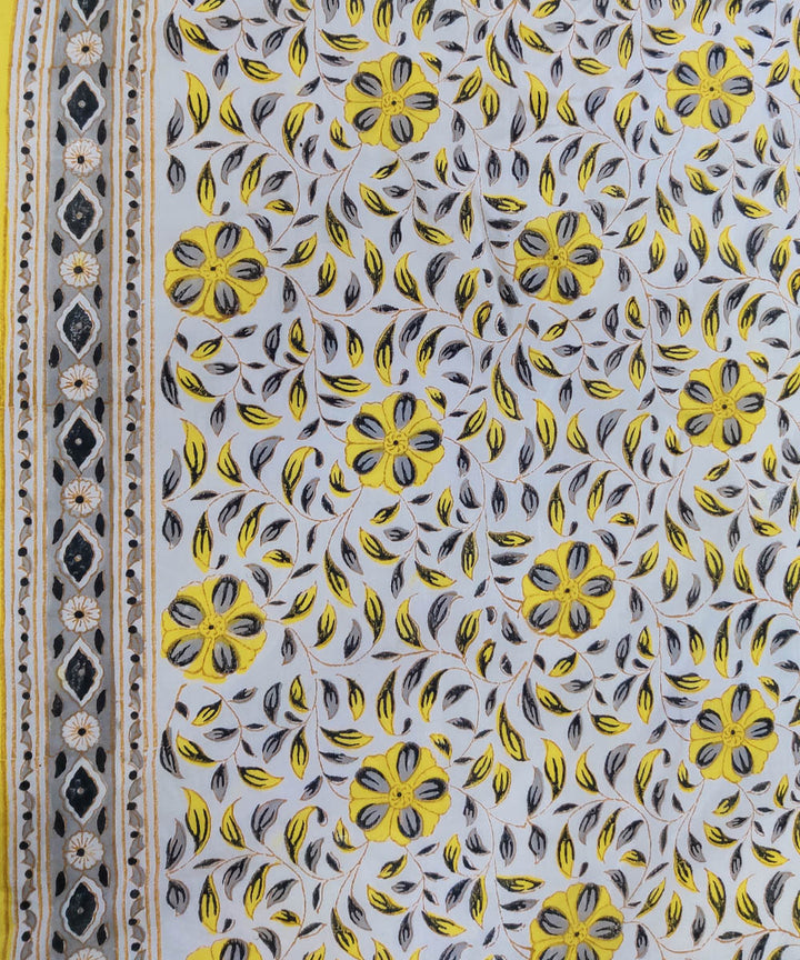 3pc Yellow beige hand block print cotton bagru dress material
