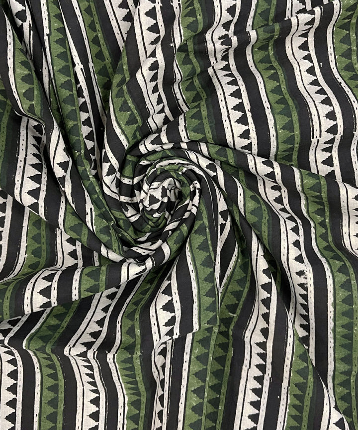 Black green hand printed cotton bagru kurta material (2.5m per qty)