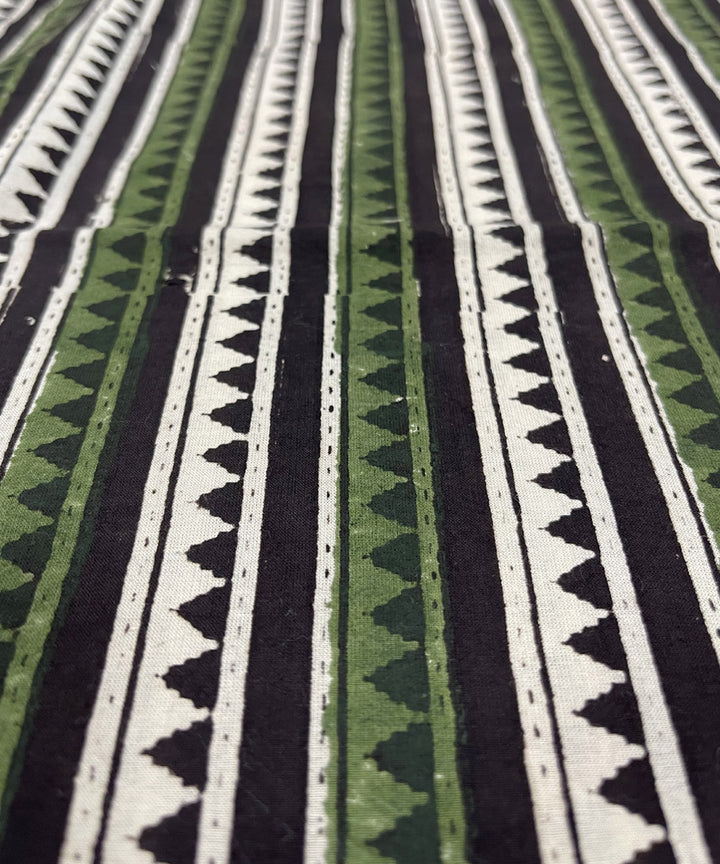 Black green hand printed cotton bagru kurta material (2.5m per qty)
