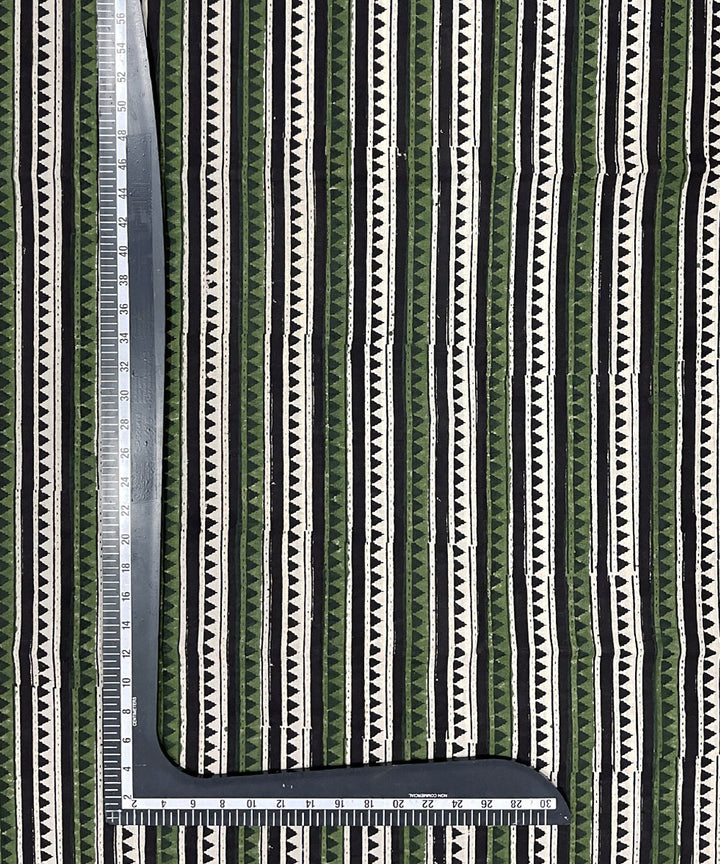 Black green hand printed cotton bagru kurta material (2.5m per qty)