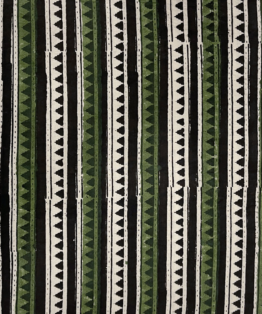 Black green hand printed cotton bagru kurta material (2.5m per qty)