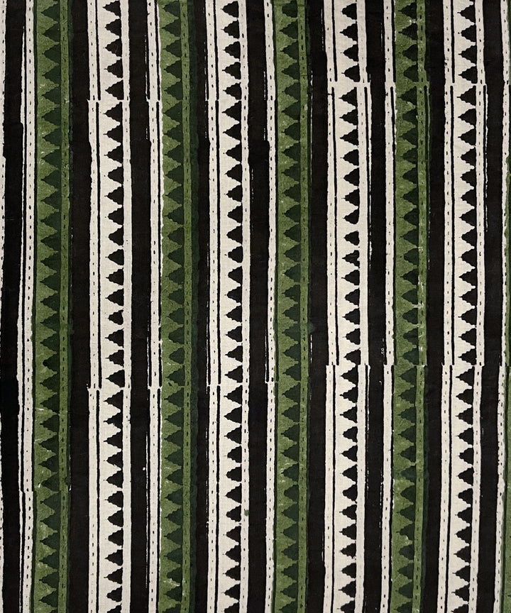Black green hand printed cotton bagru kurta material (2.5m per qty)