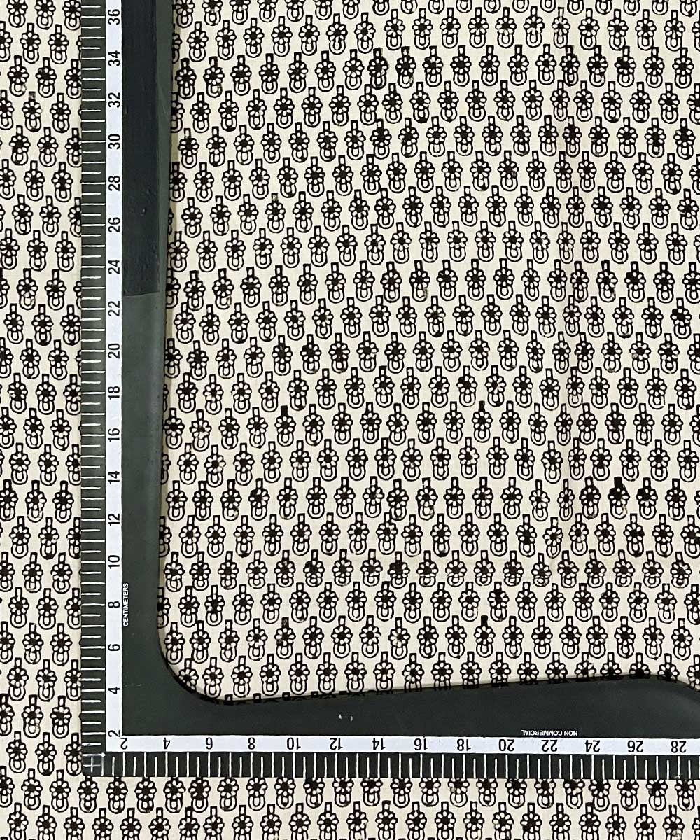 Black hand printed cotton bagru kurta material (2.5m per qty)