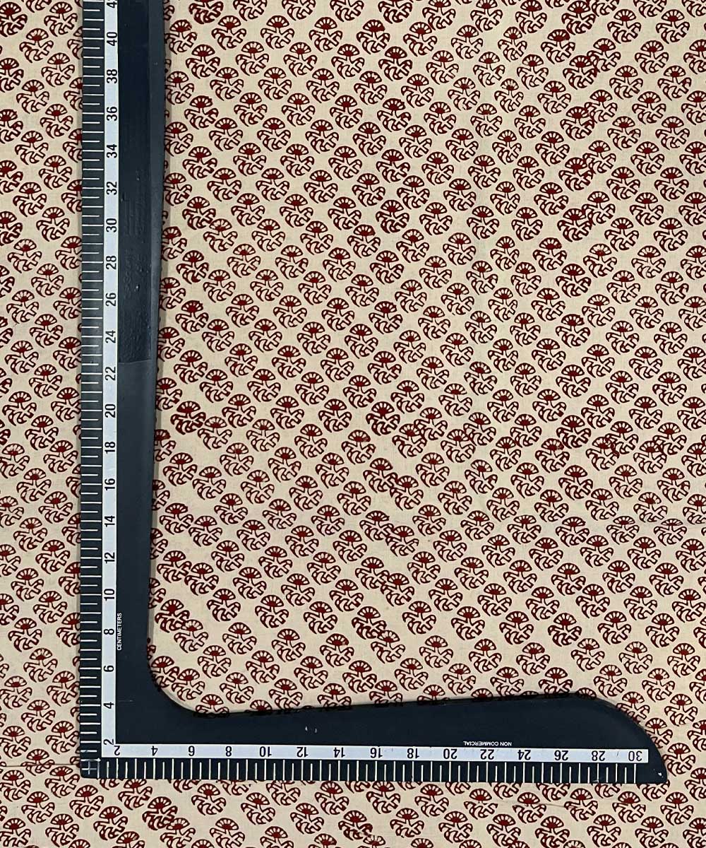 Maroon hand printed cotton bagru kurta material (2.5m per qty)
