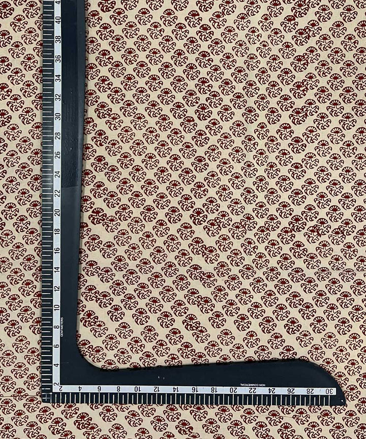 Maroon hand printed cotton bagru kurta material (2.5m per qty)