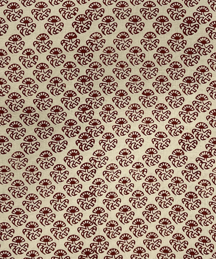 Maroon hand printed cotton bagru kurta material (2.5m per qty)