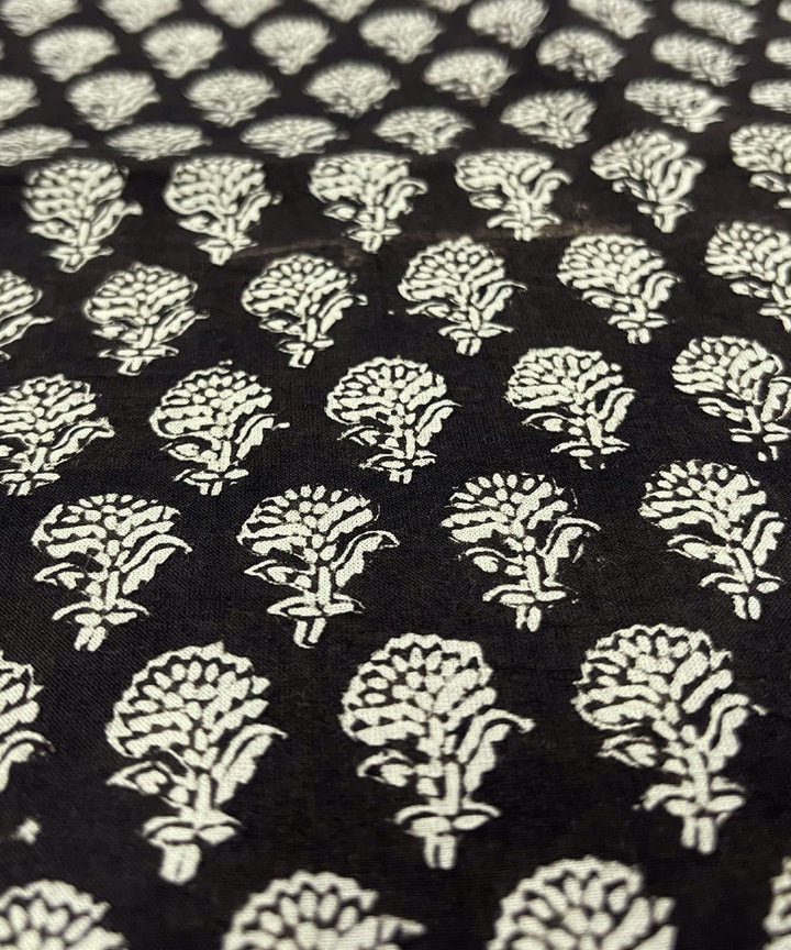 Black hand print cotton bagru kurta material (2.5m per qty)