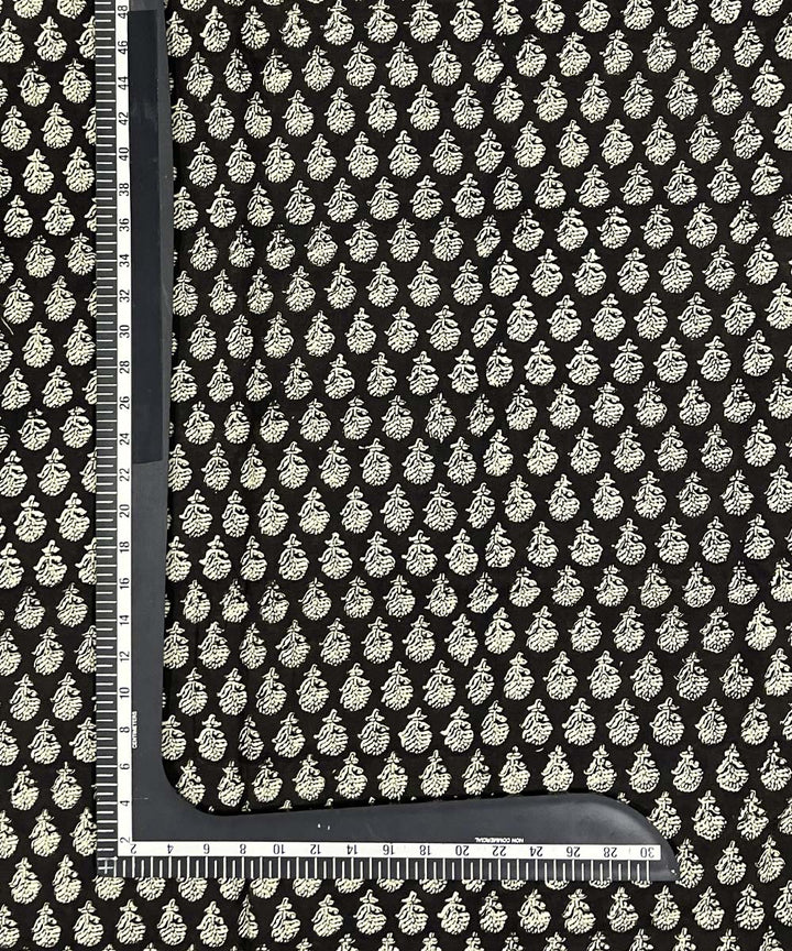 Black hand print cotton bagru kurta material (2.5m per qty)