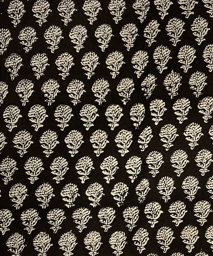 Black hand print cotton bagru kurta material (2.5m per qty)