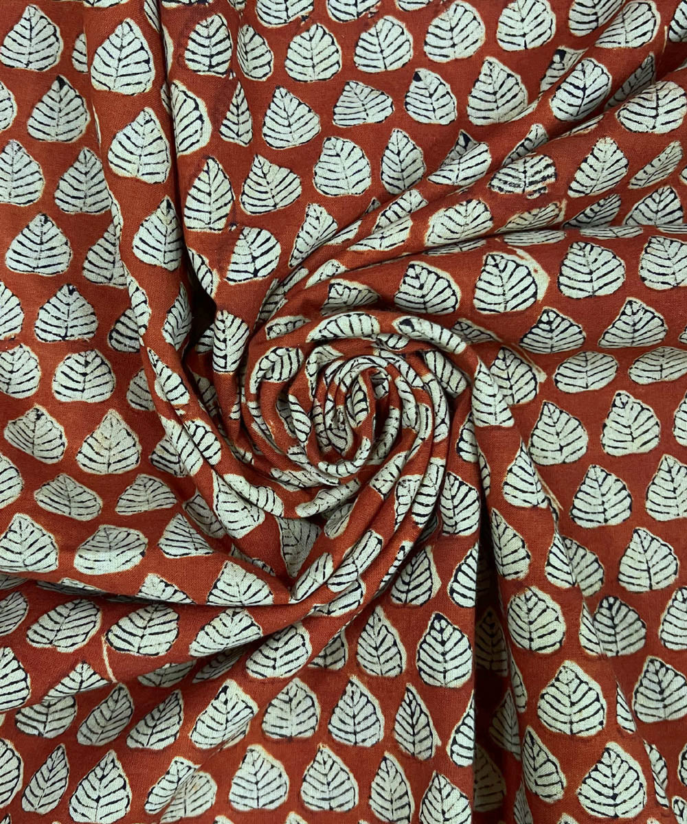 Maroon black hand print cotton bagru kurta material (2.5m per qty)