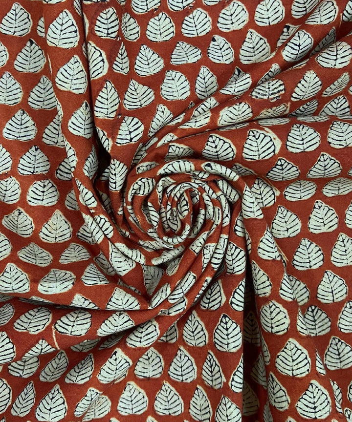 Maroon black hand print cotton bagru kurta material (2.5m per qty)