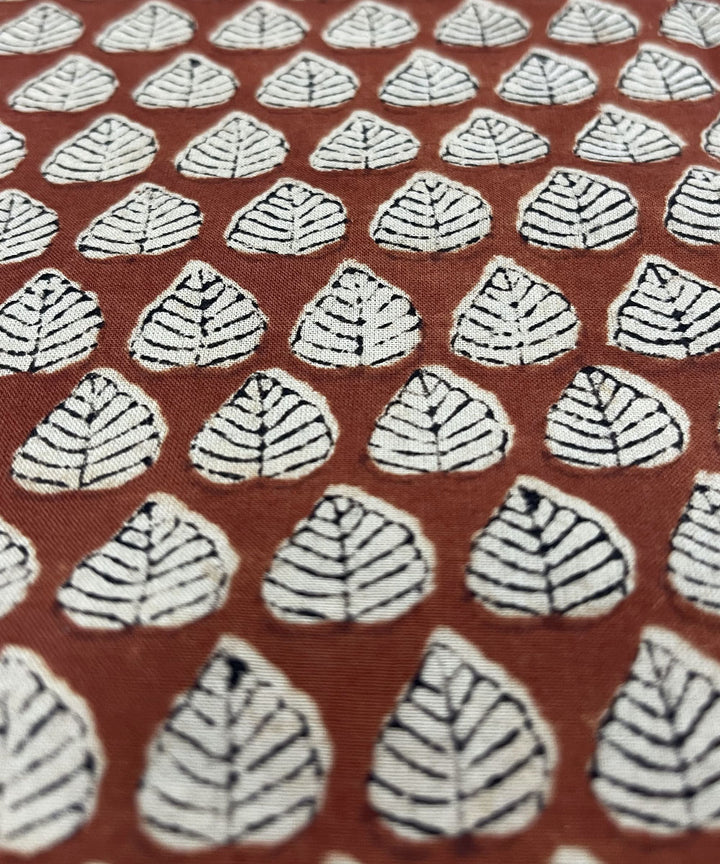 Maroon black hand print cotton bagru kurta material (2.5m per qty)