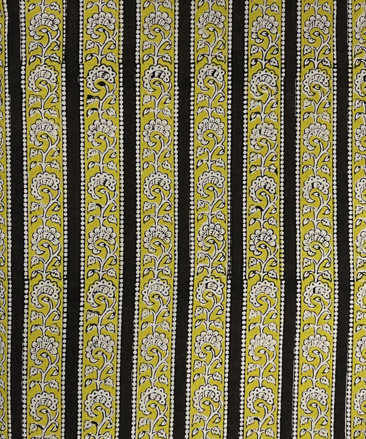 Yellow black hand print cotton bagru kurta material (2.5m per qty)