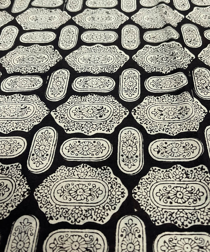 Stone black hand printed cotton bagru kurta material (2.5m per qty)