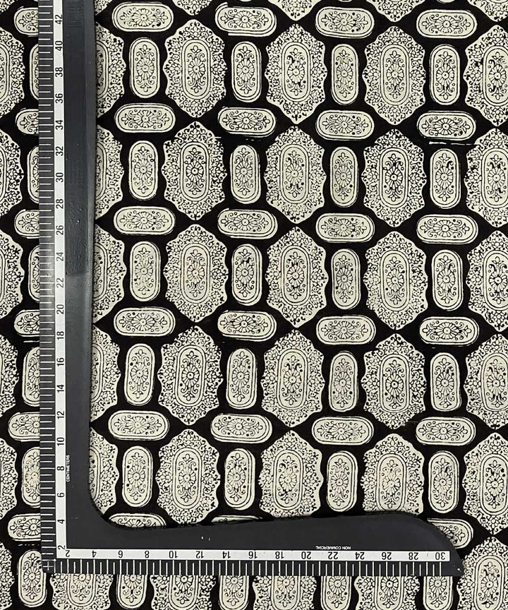 Stone black hand printed cotton bagru kurta material (2.5m per qty)