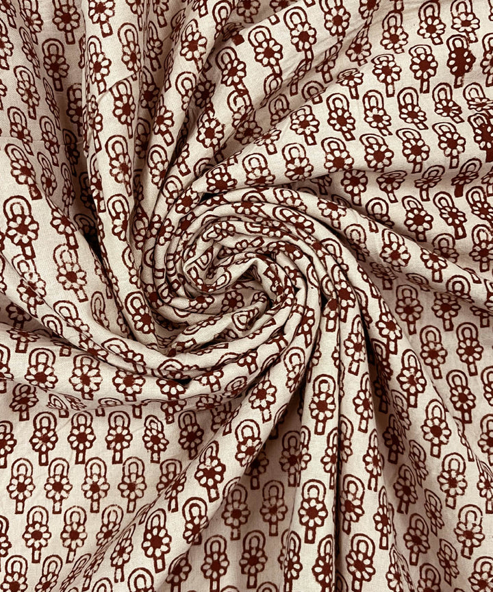 Rust hand printed cotton bagru kurta material (2.5m per qty)