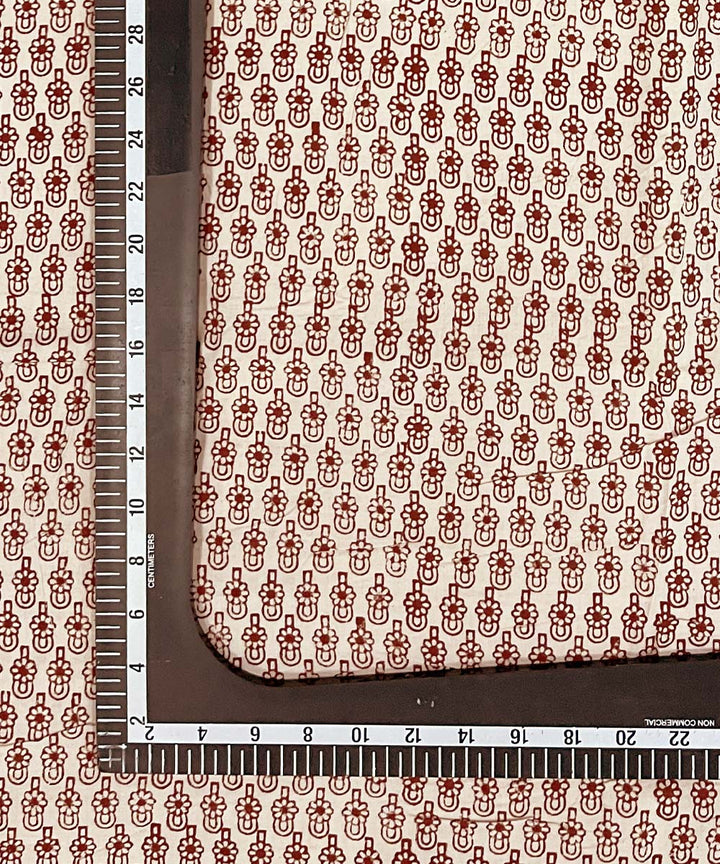 Rust hand printed cotton bagru kurta material (2.5m per qty)