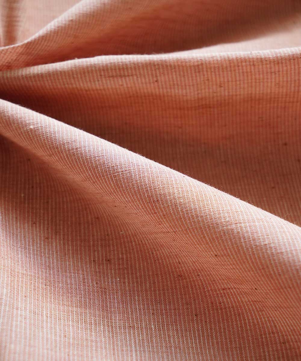 Light brown handspun handloom ponduru cotton stripe fabric