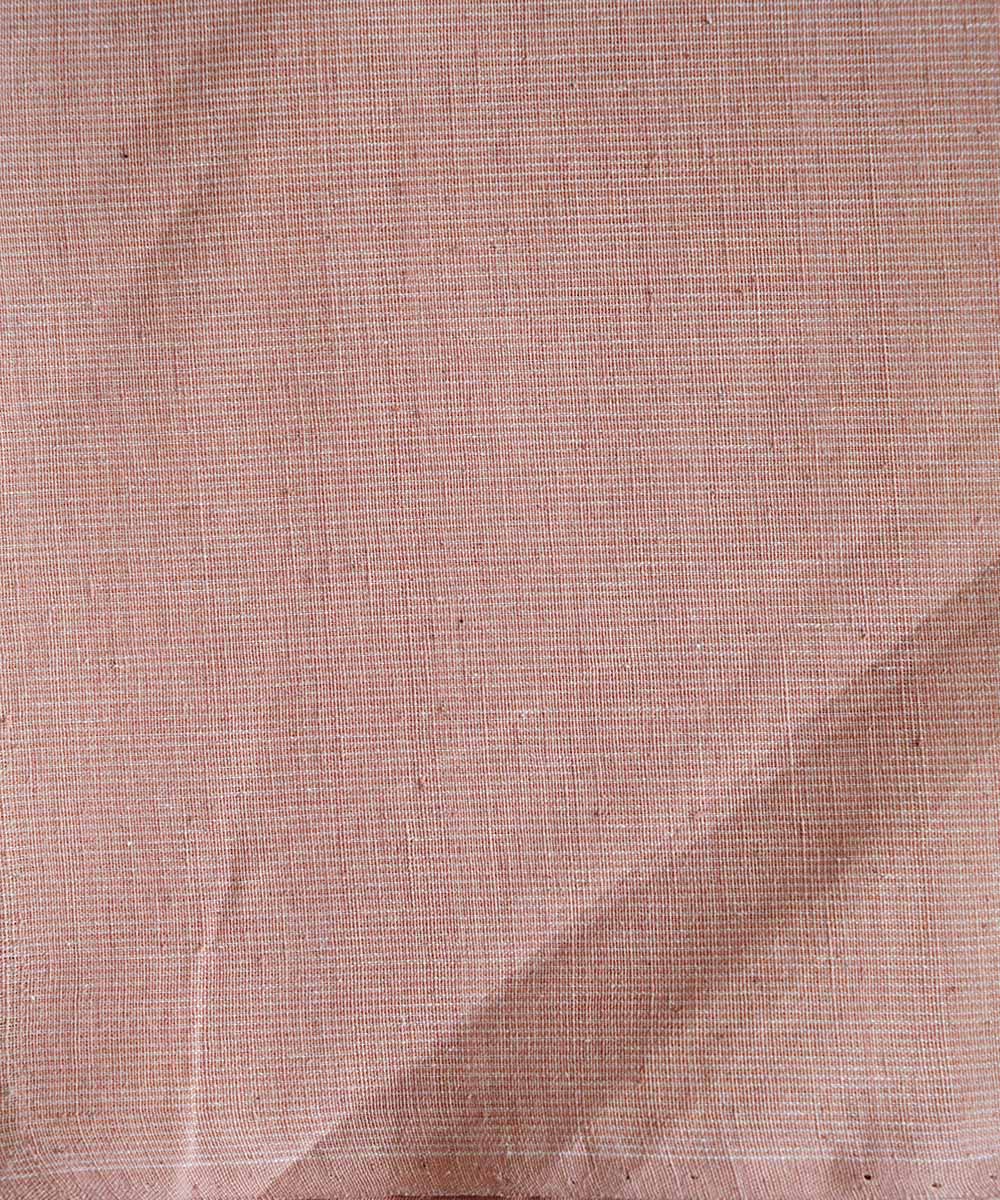 Light brown handspun handloom ponduru cotton stripe fabric