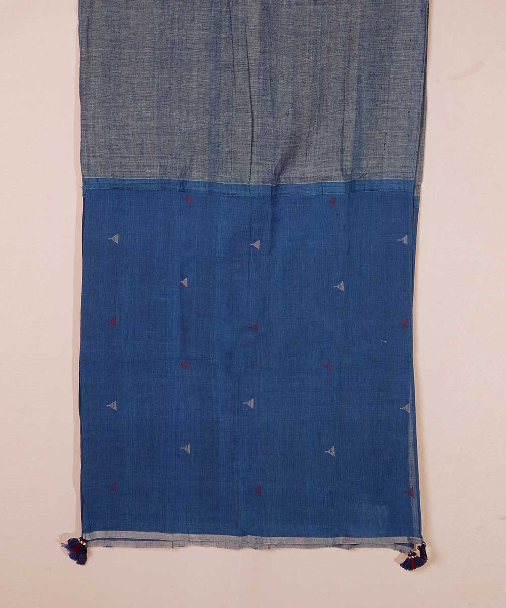 Blue handspun handloom cotton srikakulam jamdani stole