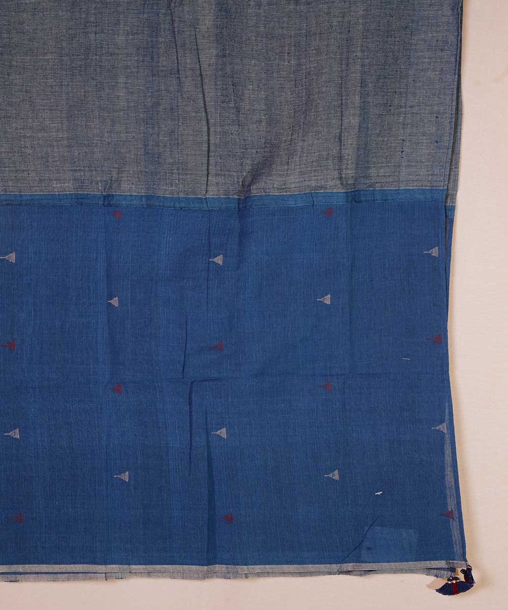 Blue handspun handloom cotton srikakulam jamdani stole
