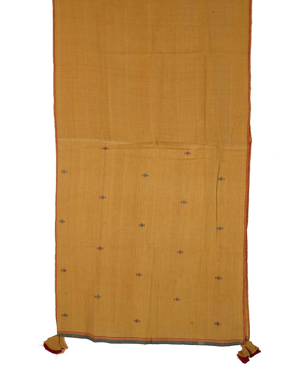 Yellow handspun handloom cotton srikakulam jamdani stole