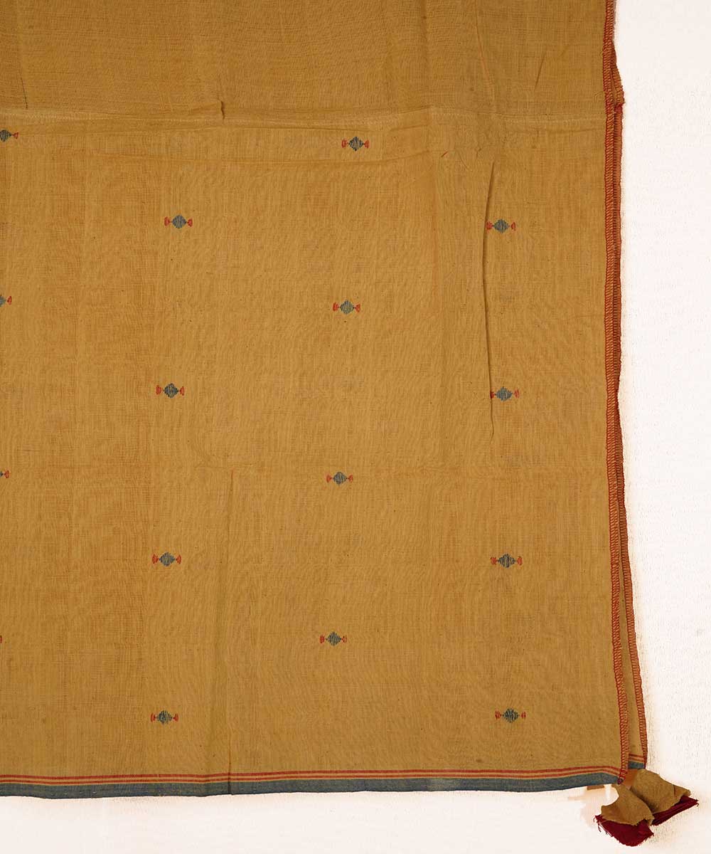 Yellow handspun handloom cotton srikakulam jamdani stole