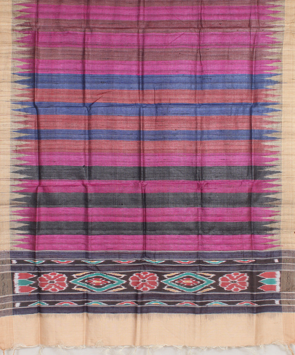 Purple blue stripes handwoven gopalpur tussar odisha ikat dupatta