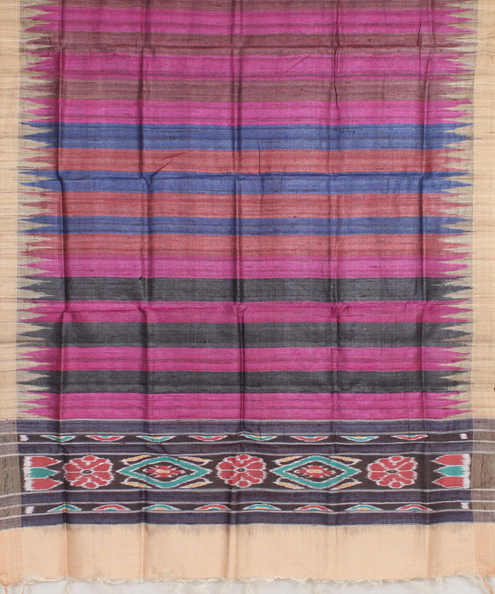 Purple blue stripes handwoven gopalpur tussar odisha ikat dupatta