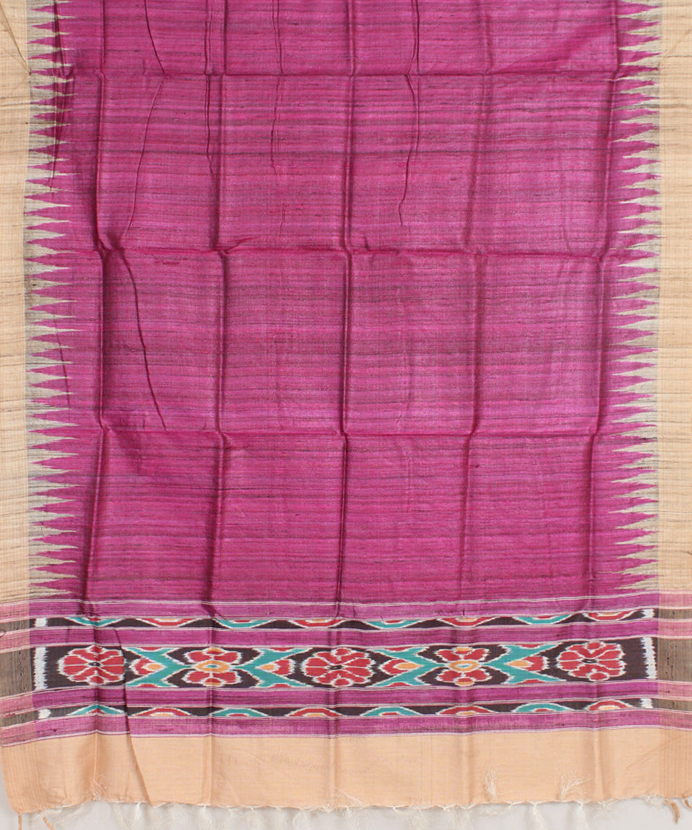 Purple beige handwoven gopalpur tussar odisha ikat dupatta