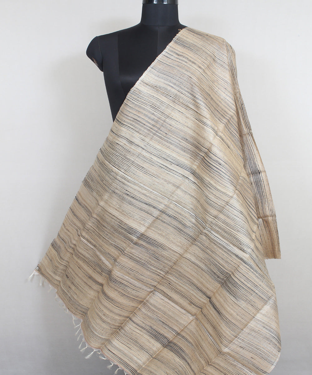 Beige grey handwoven gopalpur tussar odisha ikat dupatta
