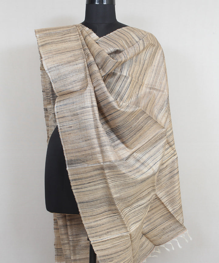 Beige grey handwoven gopalpur tussar odisha ikat dupatta