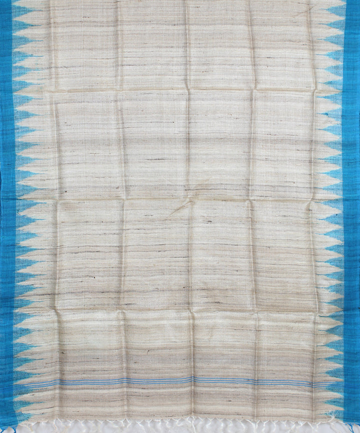 Beige blue handwoven gopalpur tussar odisha ikat dupatta