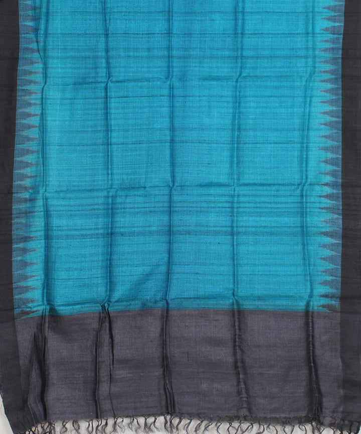 Sky blue black handwoven gopalpur tussar odisha ikat dupatta