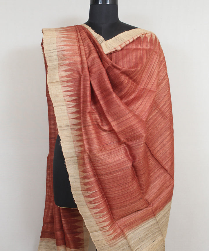 Rust beige handwoven gopalpur tussar odisha ikat dupatta