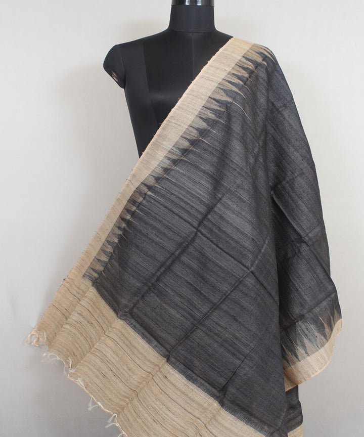 Black beige handloom gopalpur tussar odisha ikat dupatta